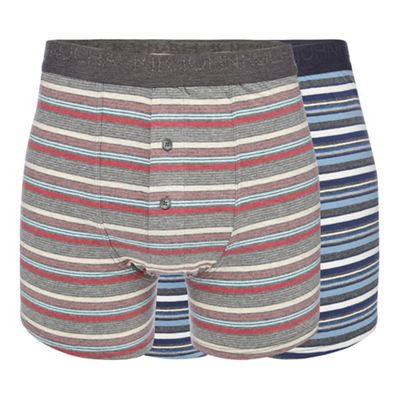 RJR.John Rocha Big and tall pack of two blue and red striped print button boxers